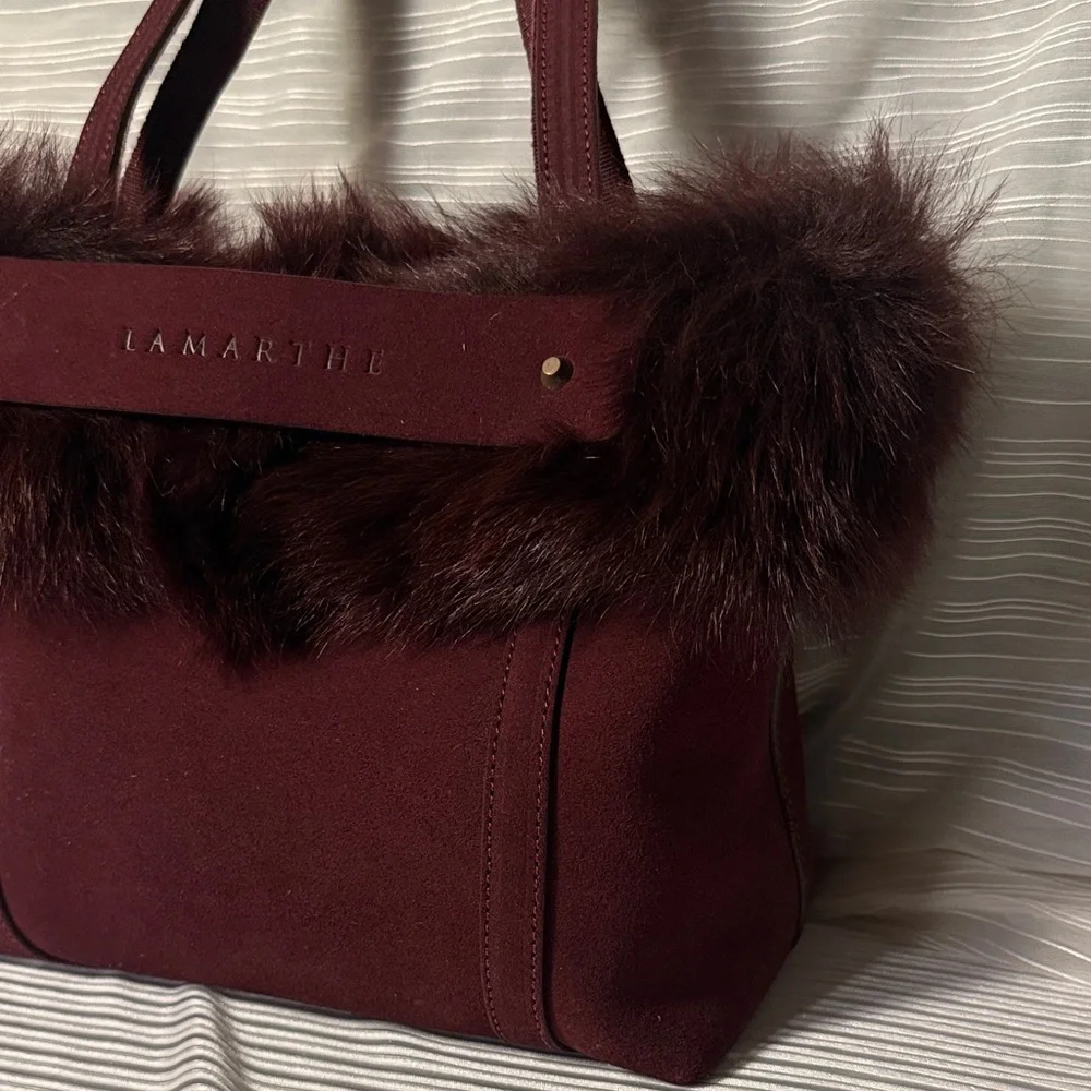 Lamarthe Leather Faux Fur Trim Bag - Picture 3 of 12